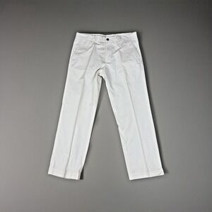Faconnable Cadet Chino Pants Mens 36R White Straight Leg Cuffed Cotton Blend